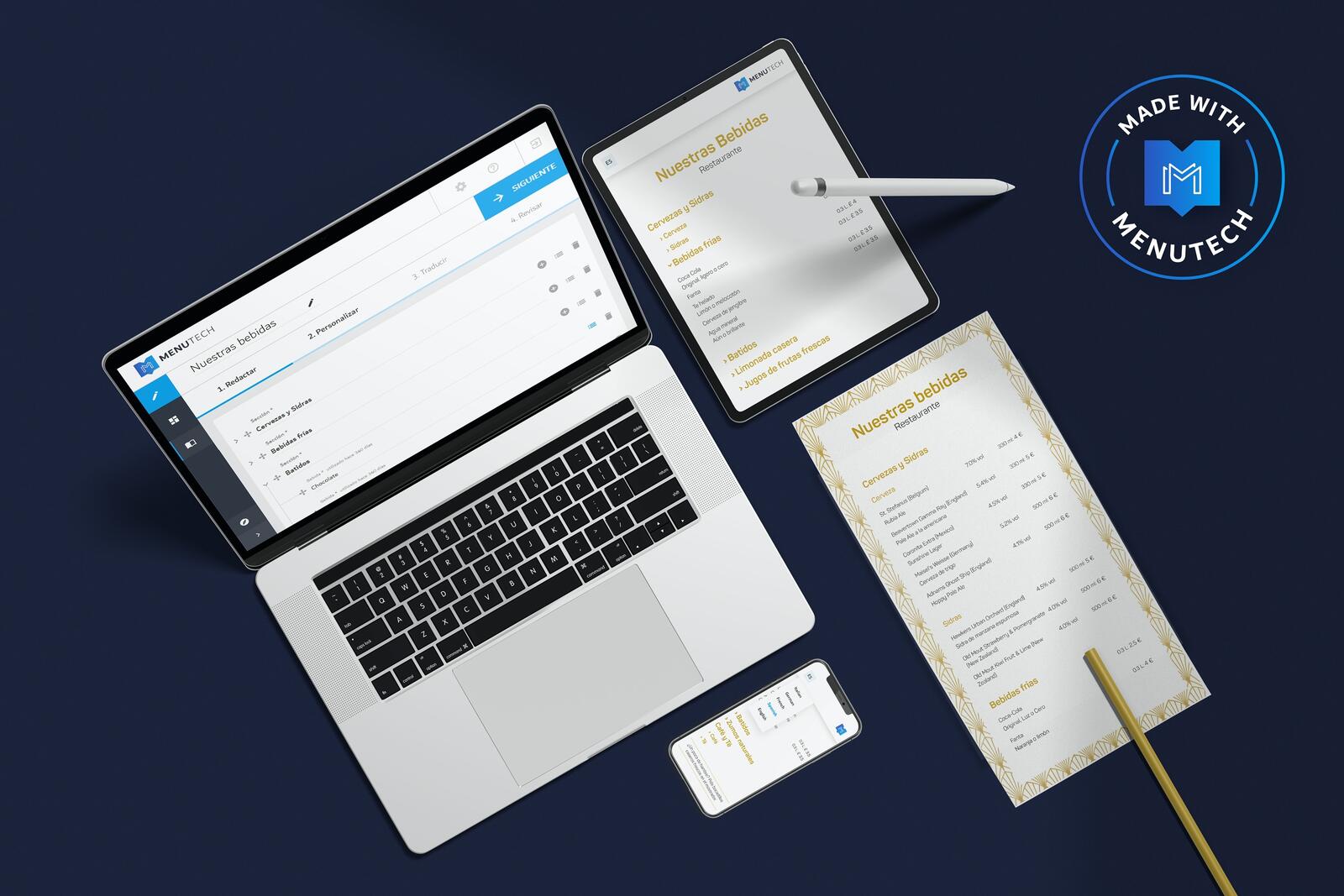 Beverage menu made on Menutech