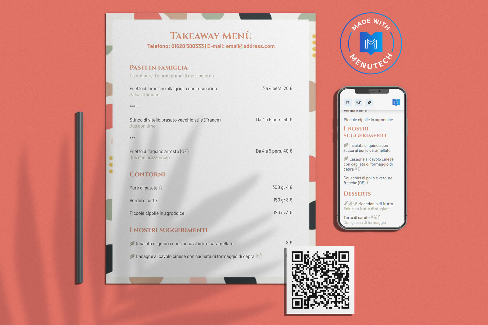 Take away manu italian menutech with allergens