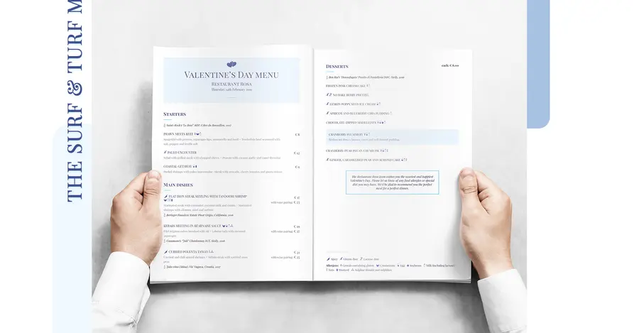 Menutech Suf and Turf menu template
