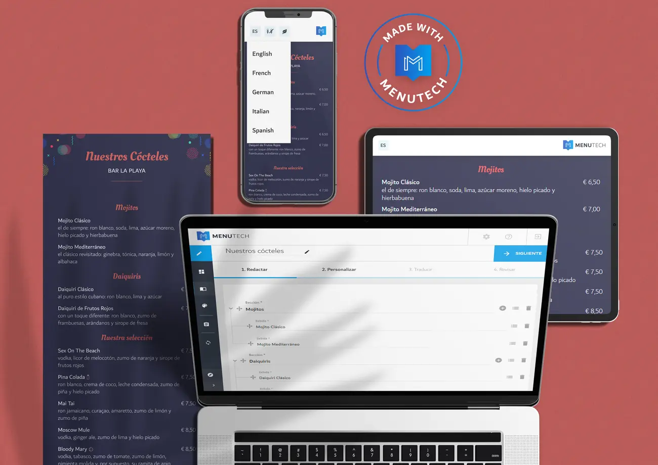 Cartas Bebidas Menutech