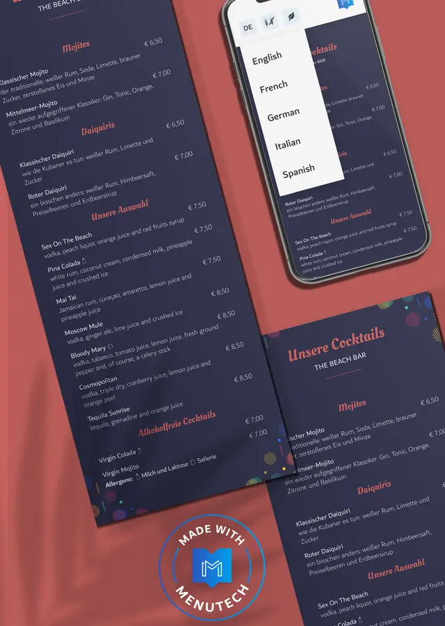 Menutech Software für Menü Übersetzung
