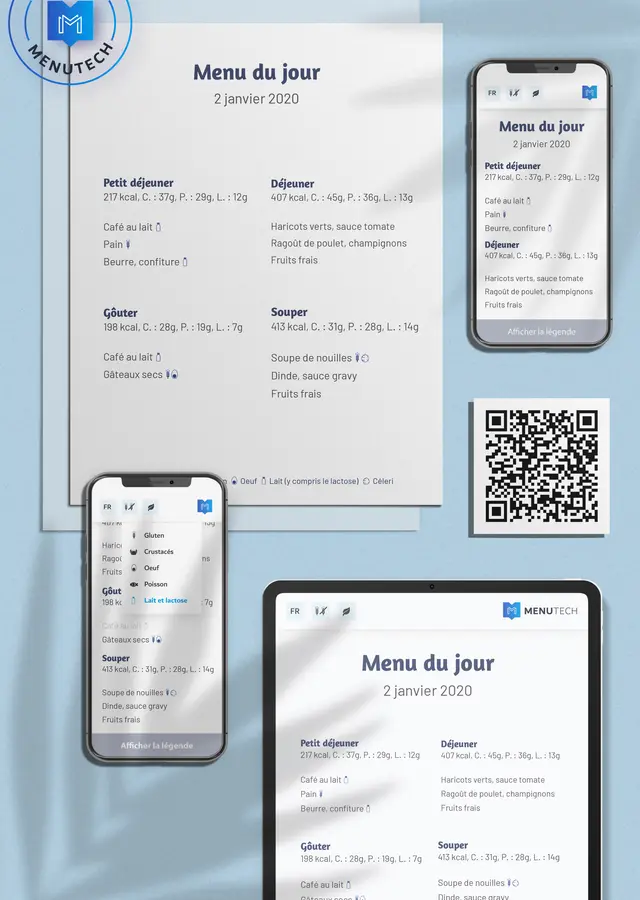 Menus sans contact et compatibles avec les téléphones portables par Menutech
