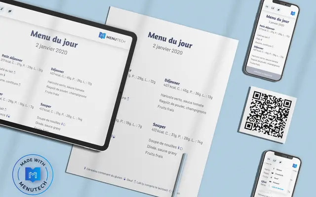 Menus sans contact et compatibles avec les téléphones portables par Menutech